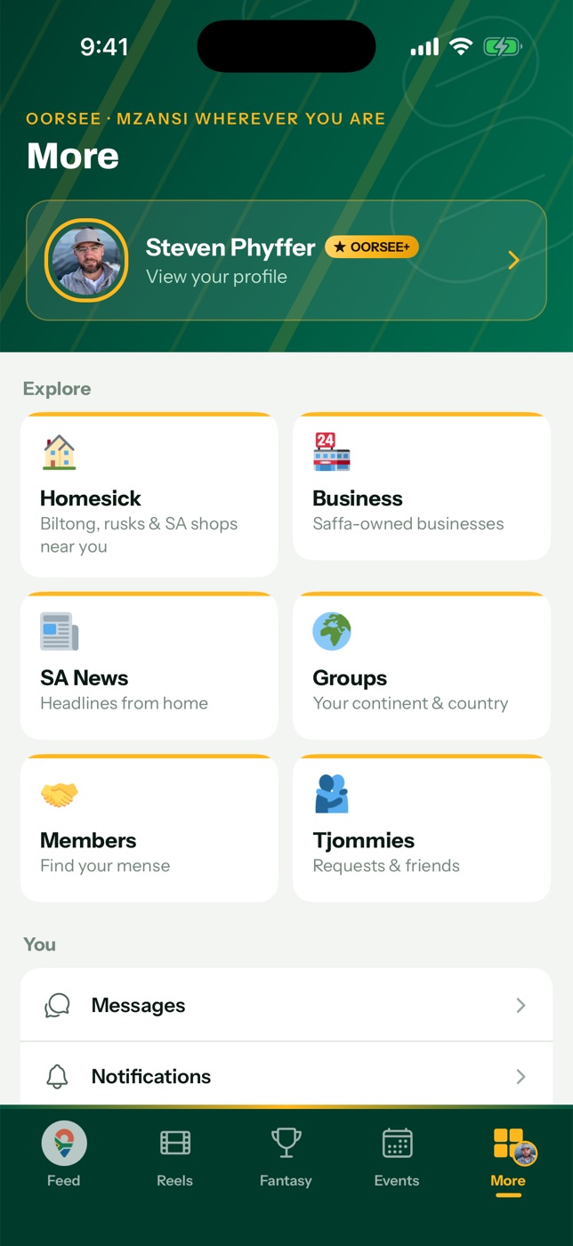 The Oorsee More hub: Homesick, Business, SA News, Groups, Members and Tjommies